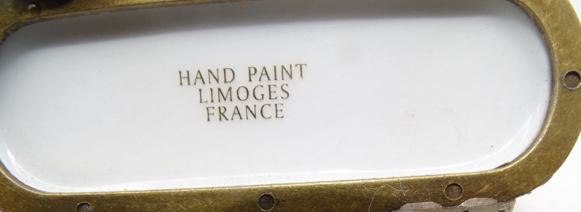 Utensilo "Limoges" handpainted, 2 stöckig, Bronzemontur, H-7 cm, B-8 cm - Image 5 of 5