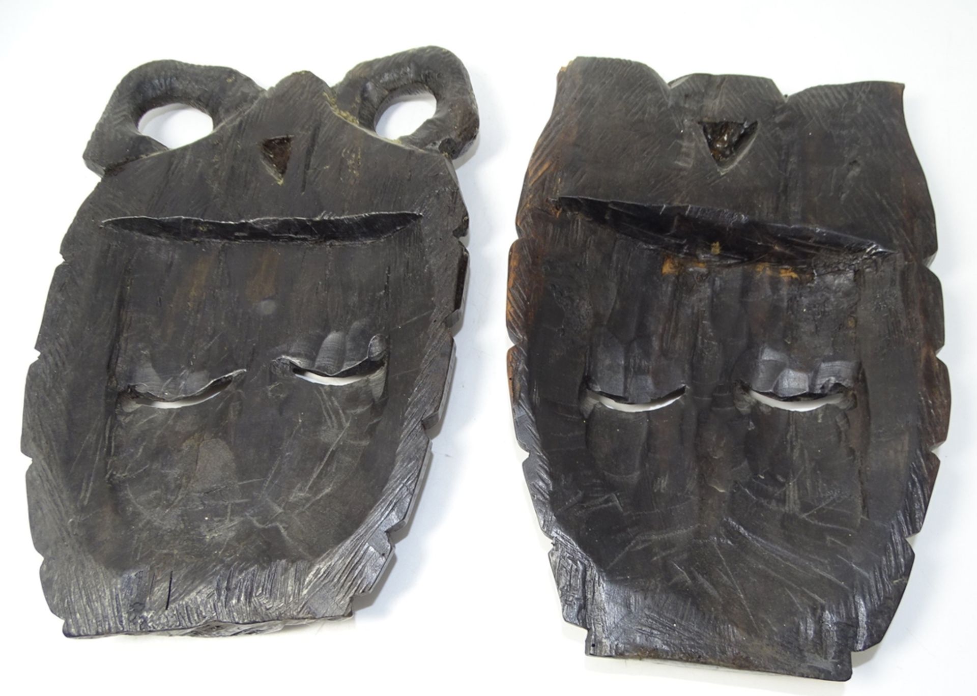 2 Wandmasken, Tropenholz, 23x15 cm - Bild 3 aus 3