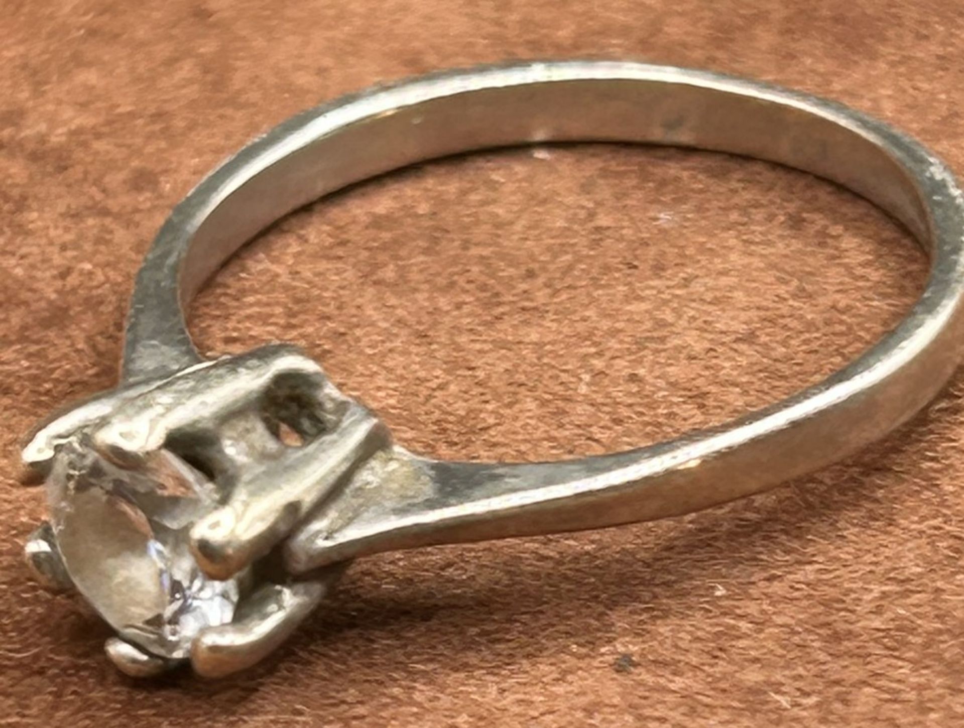 Silberring-925- mit klaren Stein, RG 52, 1,7 gr, - Bild 2 aus 2