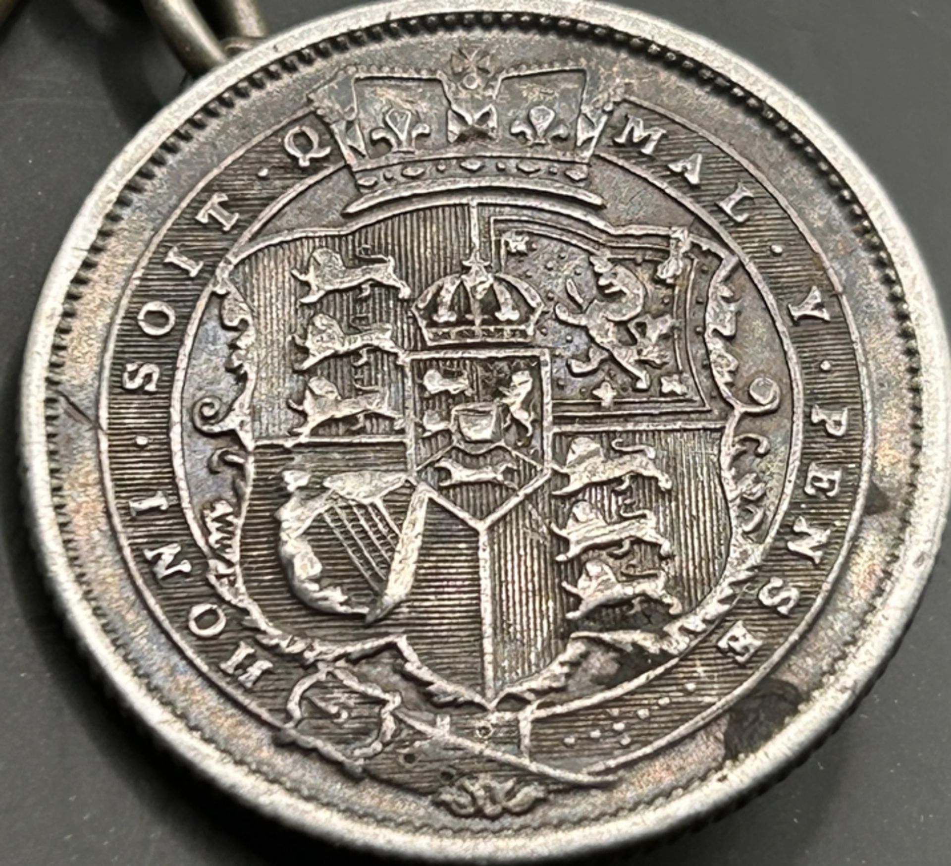 Paar Münz-Manchettenknöpfe aus Silber, Georg III von England 1816/19, Silber Shilling - Bild 3 aus 3