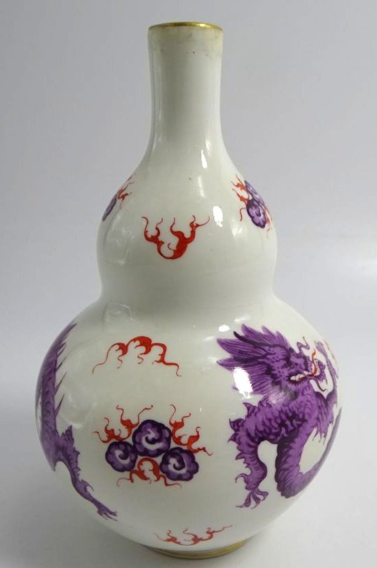 Kürbisvase "Meissen" lila Drachen, 1.Wahl, H-14 cm - Image 2 of 5