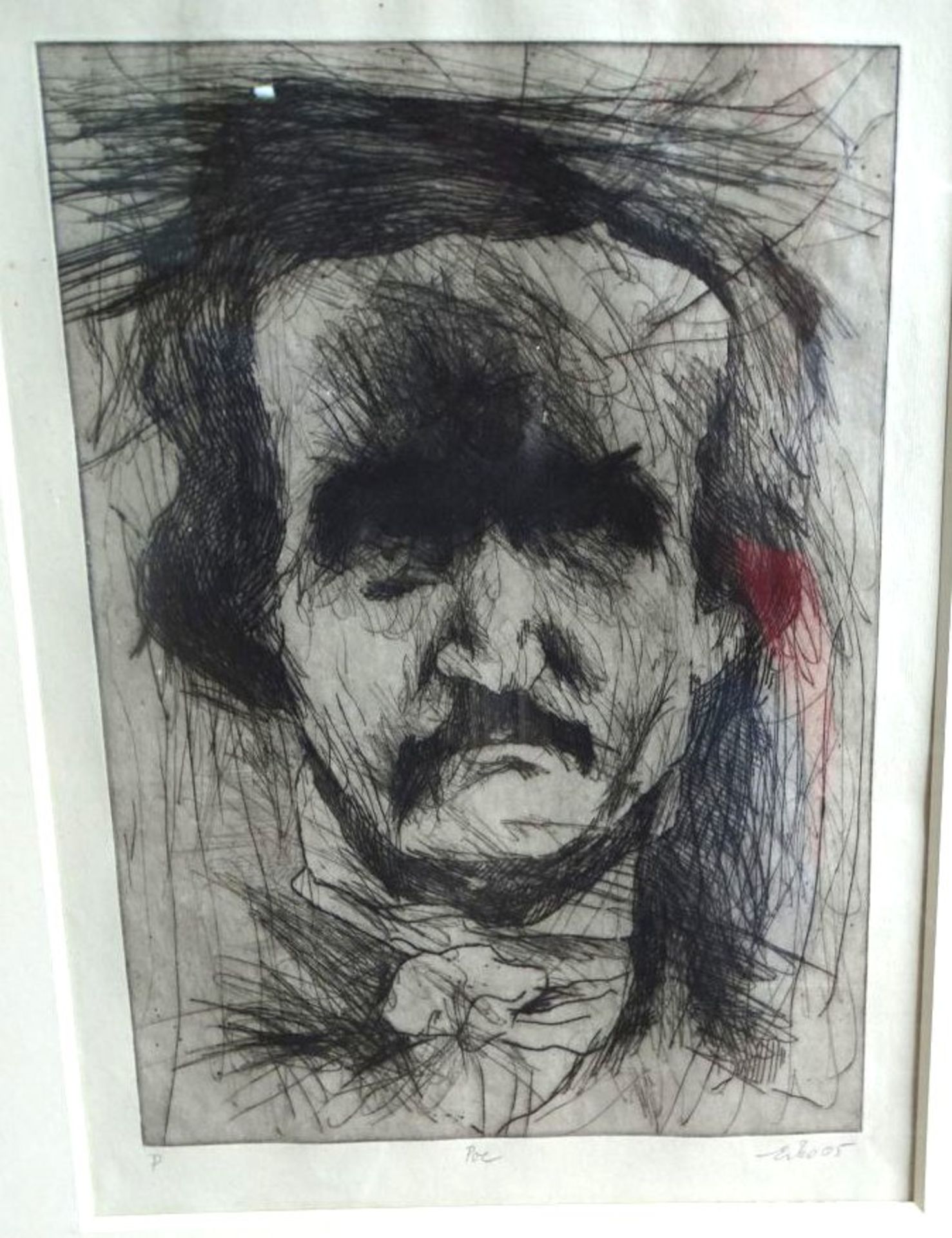 Eiko Borcherding , 2005 "Edgar Alan Poe" orig. Radierung, ger/Glas, RG 58x48 cm - Image 2 of 7
