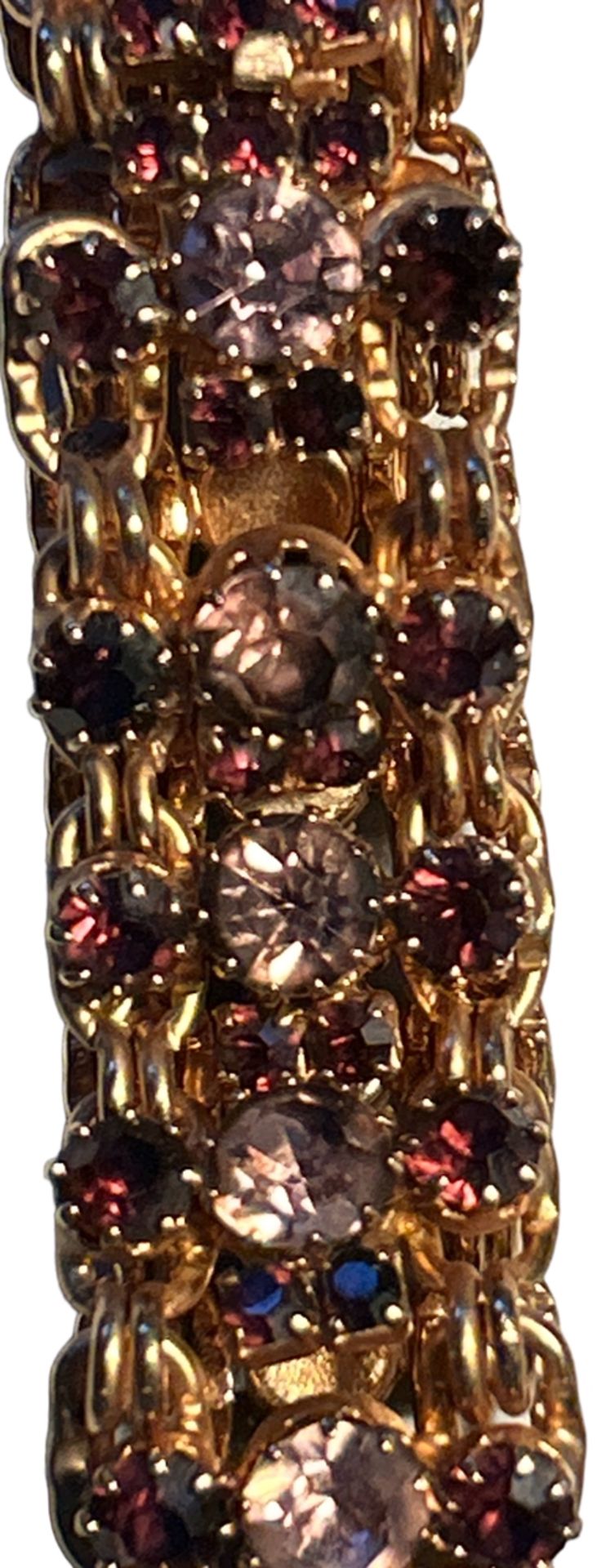 Double Armband mit vielen klaren und roten Steinen, L18 cm, B-2 cm - Bild 4 aus 4
