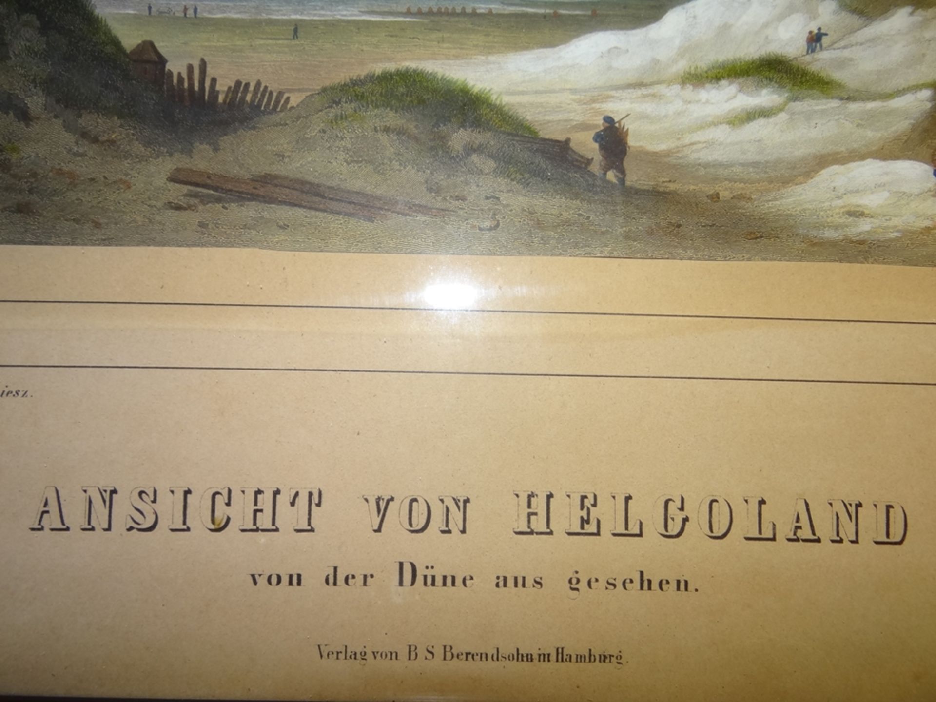 gr. colorierter Stich "Ansicht von Helgoland" um 1850, gut ger/Glas, RG 44x54 cm - Bild 2 aus 7
