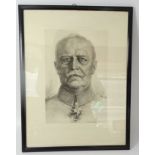 Erich HEERMANN (1880-1947), Portrait General Luddendorff, orig. Radierung, verso Widmung von 1939,