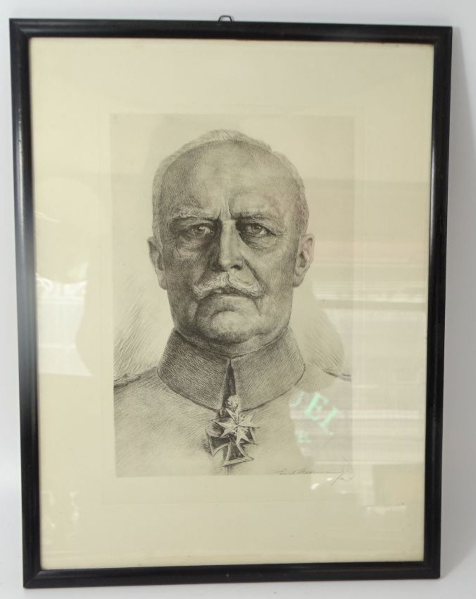 Erich HEERMANN (1880-1947), Portrait General Luddendorff, orig. Radierung, verso Widmung von 1939,