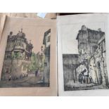 2x grosse Lithografien "Bamberg" beide handcoloriert, ein Blatt gebräunt und Läsuren, zweites Blatt