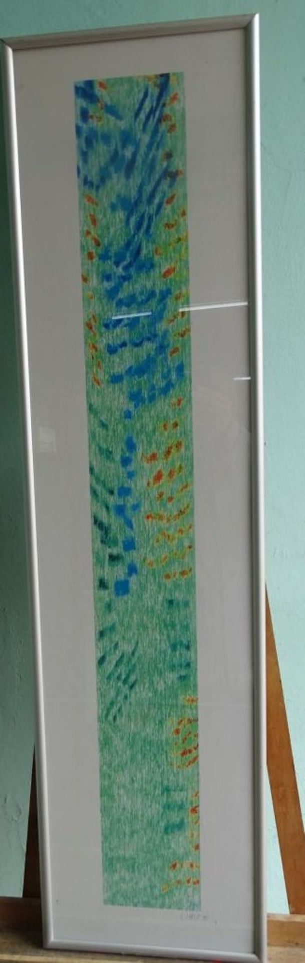 Thomas Tx. Mutter, Laserdruck 1995, "Green I", ger/Glas, RG 114x29 cm,