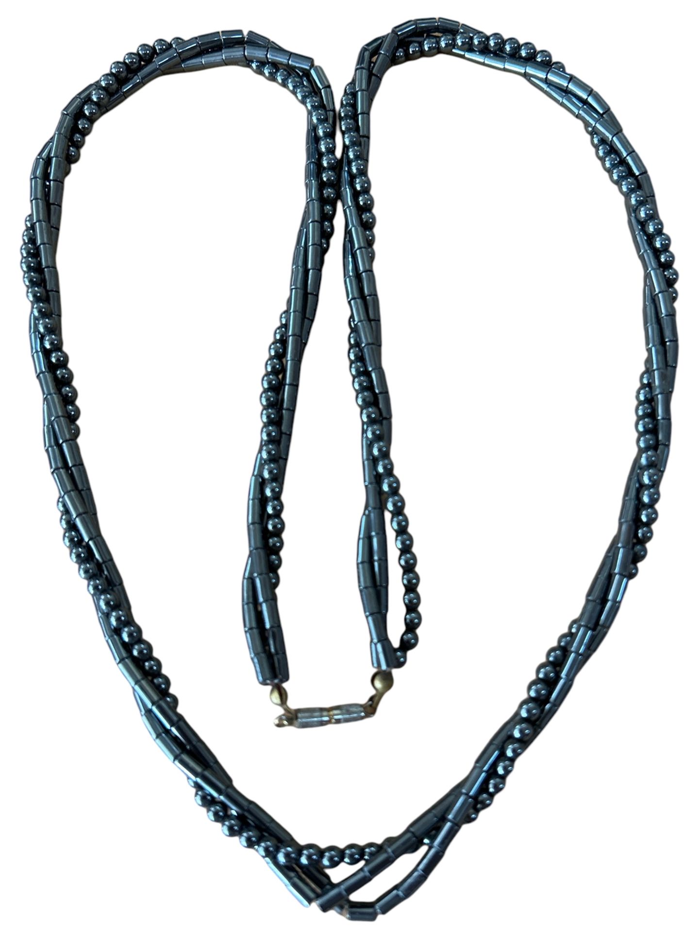 4x Hämatid, lange Halskette, Armreif, Paar Ohrclips, gr. Brosche, Kette L-84 cm, Armreif D-7 cm - Bild 2 aus 3