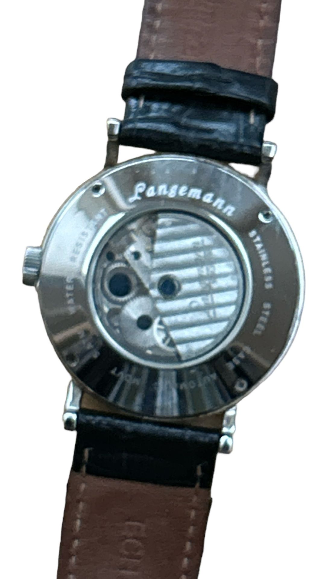 Langemann Automatic Chronometer, Lderband, Werk läuft, leichte Tragespuren - Image 4 of 4