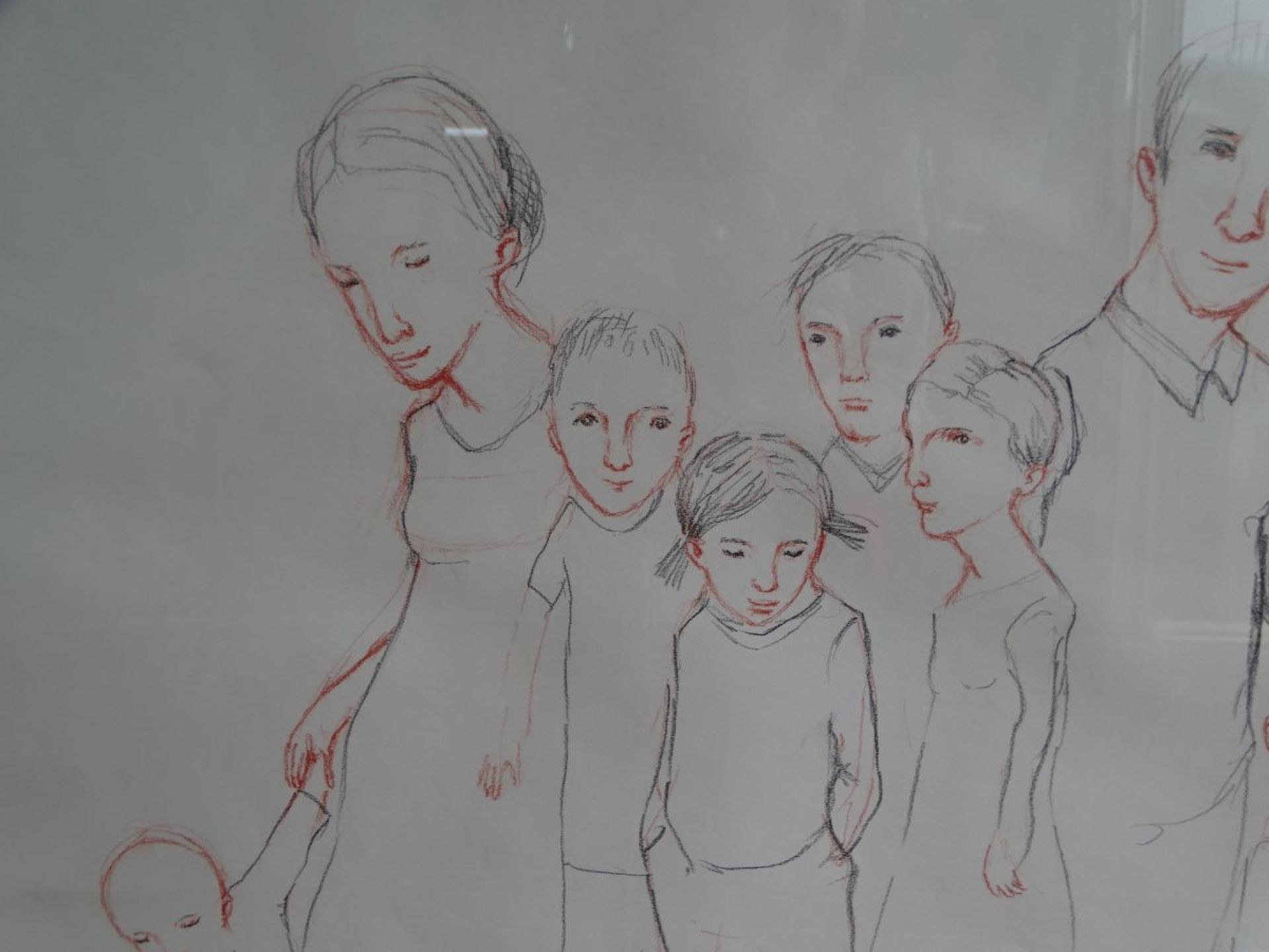 Xenia Lassek 3x "Familie", Lithografien, ger/Glas, RG 45x64 cm, 2x 47x33 cm - Bild 3 aus 9