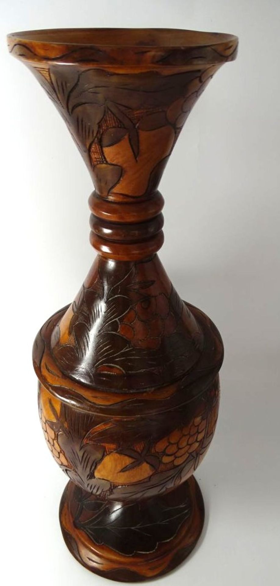 hohe intarsierte Holz-Vase, 2 tg. H-56 cm - Image 2 of 5