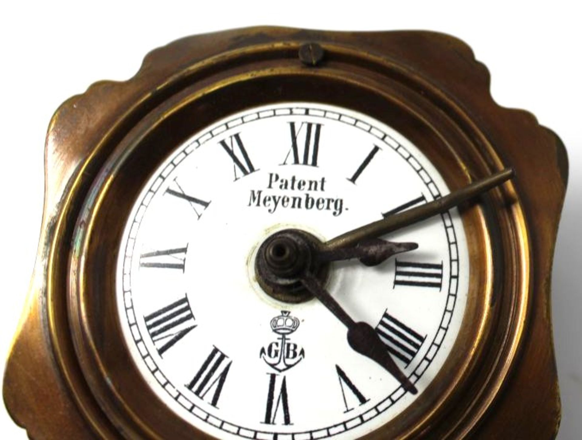 mechan. Uhr in Messinggehäuse "Gustav Becker", Werk läuft, 8x8 cm, T-5  cm - Bild 2 aus 4