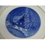 Wandteller "Meissen" Aquatinta-Malerei, Winterlandschaft, Schwerter durchschliffen, D-25,5 cm