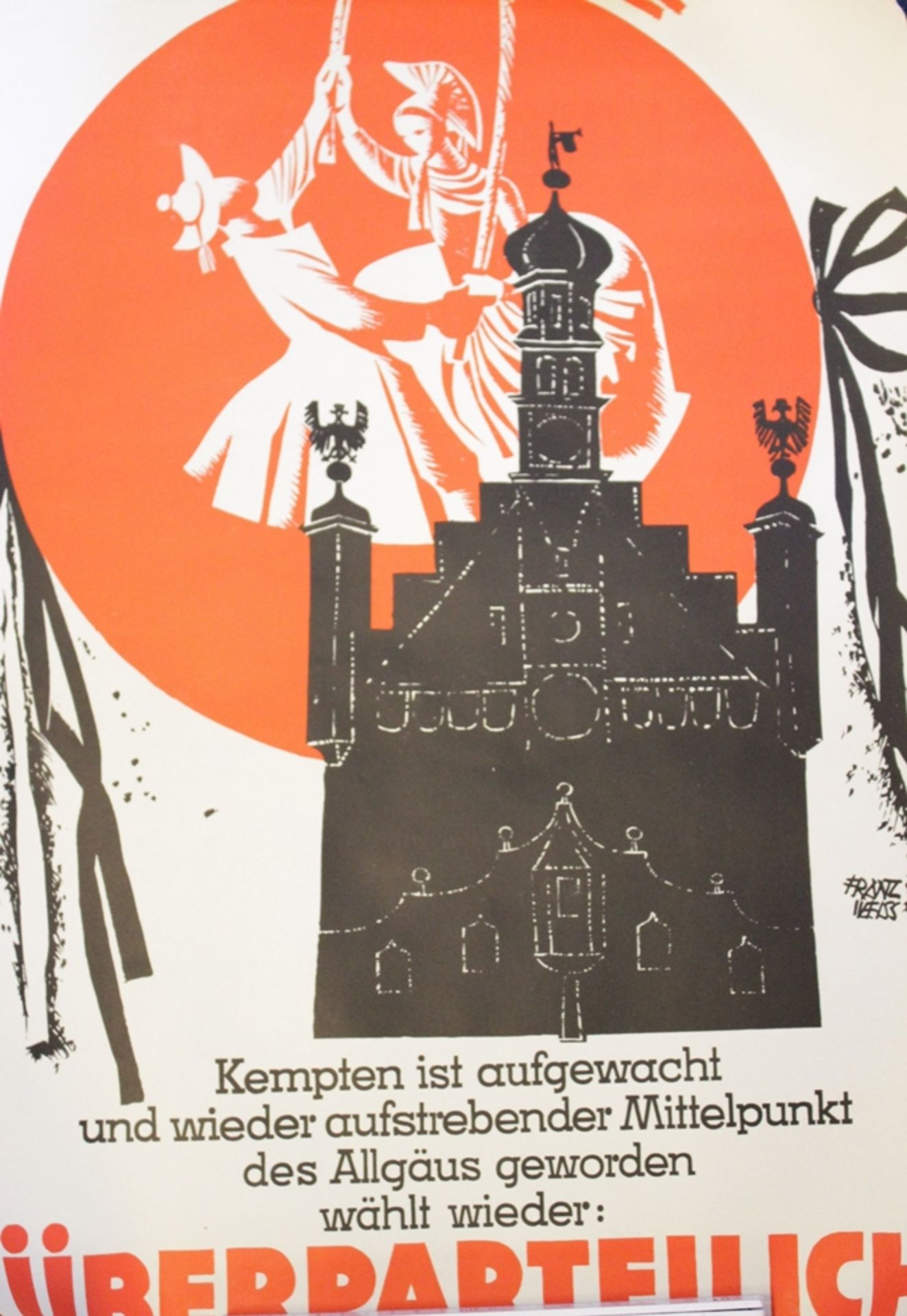 4x Wahl-Plakate,  Entw. Franz Weiss, ungerahmt, je ca. BG 60 x 42cm.