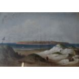 gr. colorierter Stich "Ansicht von Helgoland" um 1850, gut ger/Glas, RG 44x54 cm