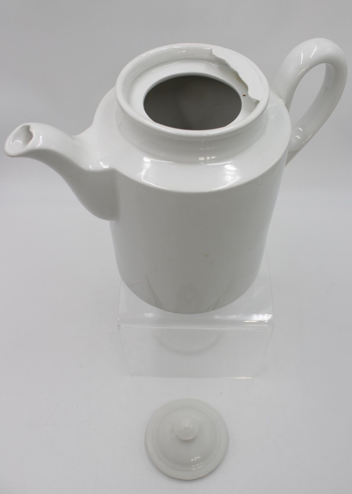 gr. Kaffeekanne, B & C, Weißporzellan, H-25cm. - Bild 3 aus 5
