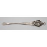 früher Rührstab o.ä., Silber, Punktgavur u. datiert 1862, ca. 8gr., L-12,8cm.