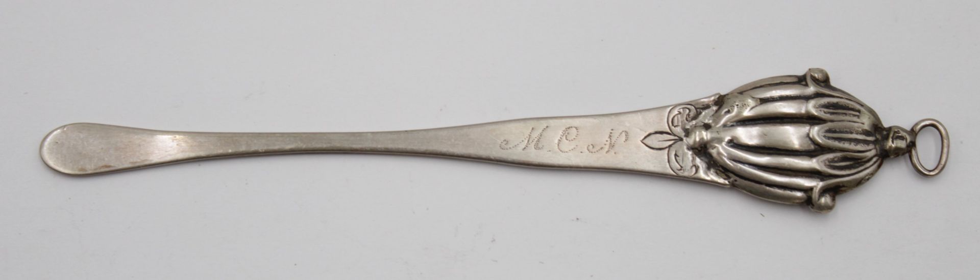 früher Rührstab o.ä., Silber, Punktgavur u. datiert 1862, ca. 8gr., L-12,8cm.