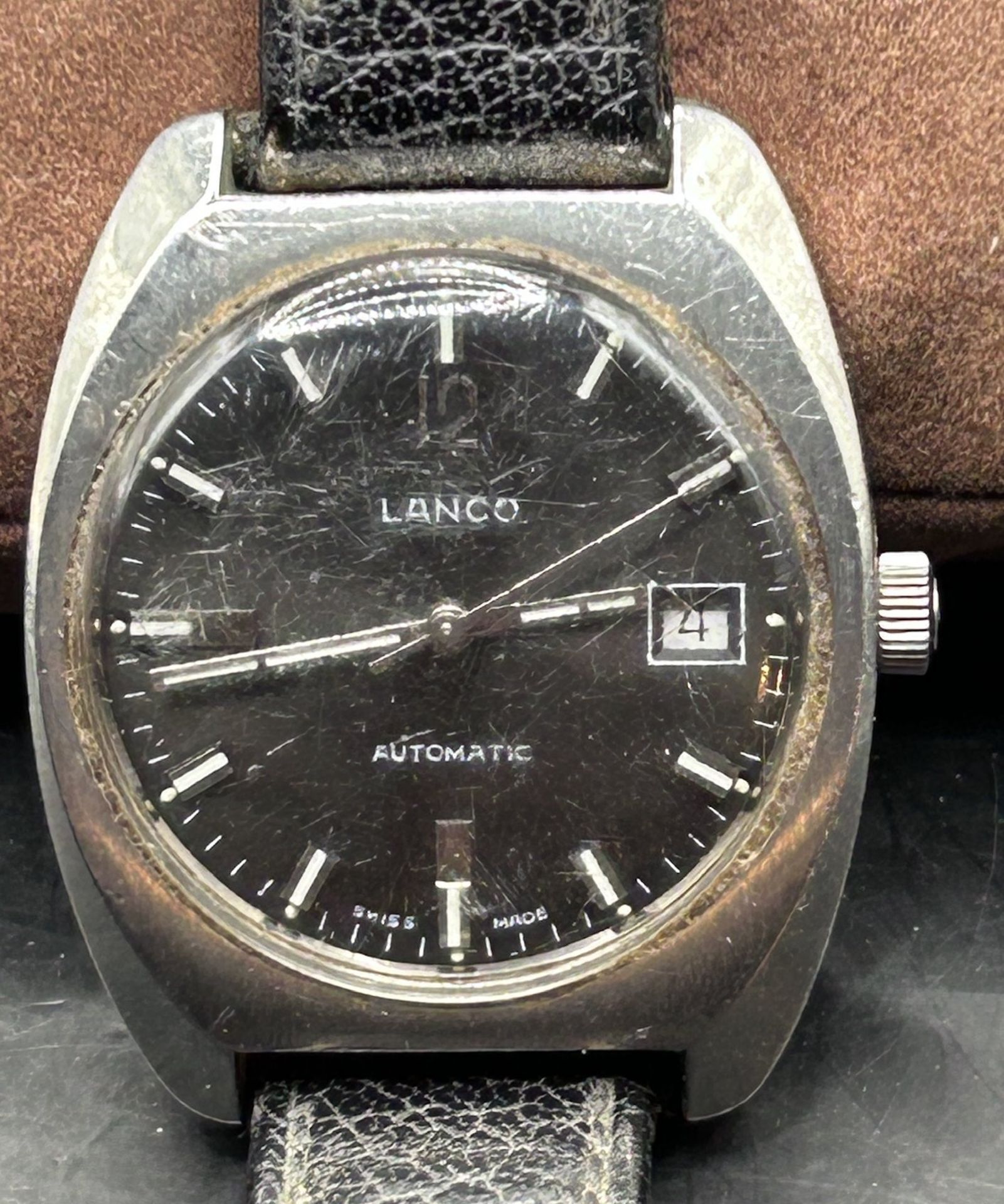 HAU "Lanco" Automatic 3103, Werk läuft, Glas zerkratzt