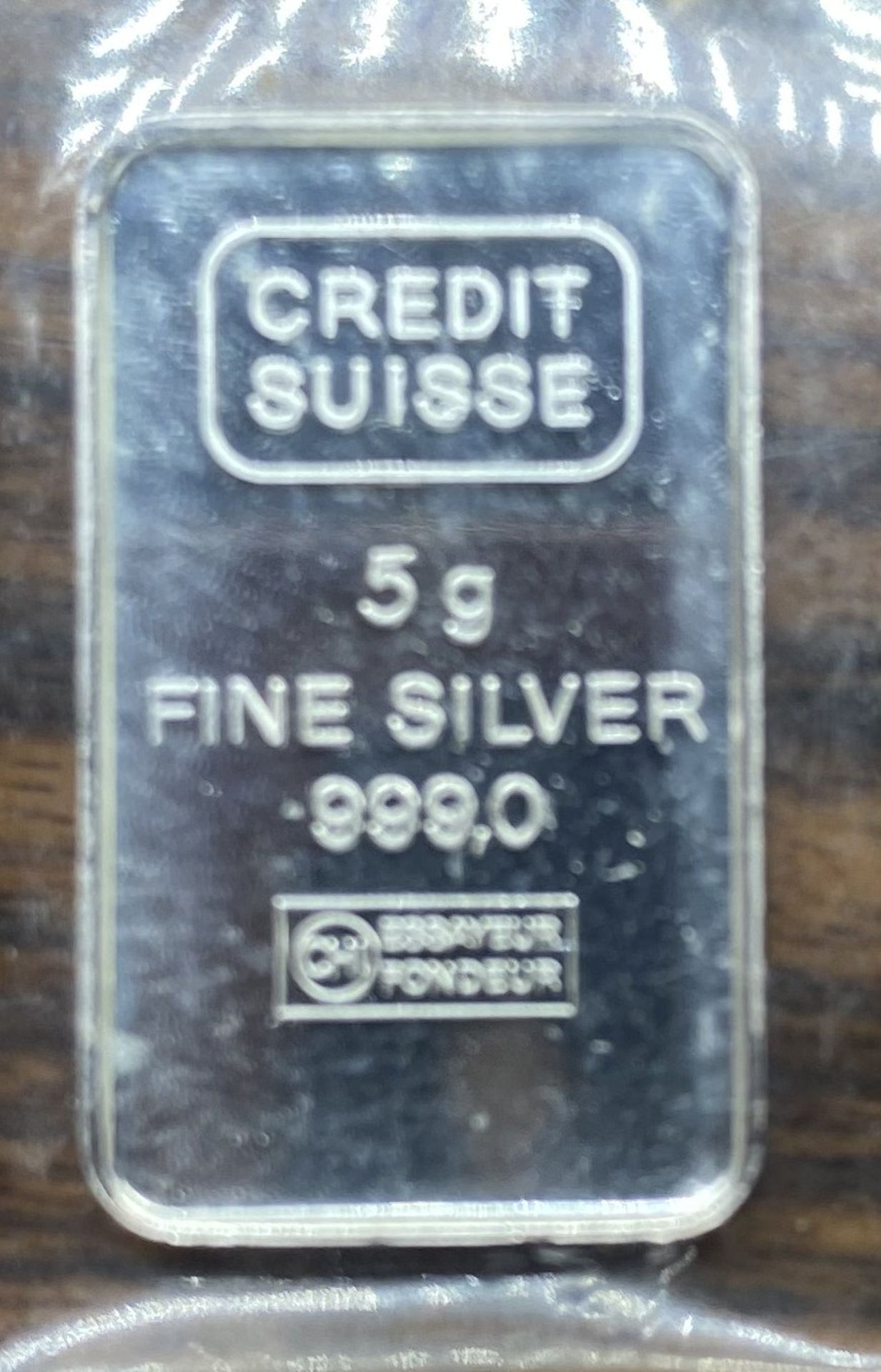 Silberbarren -999-, 5 Gramm, credit suisse