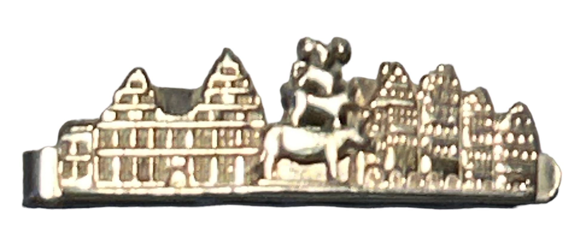 Krawattennadel mit Bremer Stadtmusikanten vor Bremer Rathaus, Silber-925-, B-5,5 cm, 13,4 gr. - Bild 2 aus 3