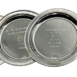 2x Silber-800- Teller,  mit Gravur, D-14 cm, zus. 180 gr