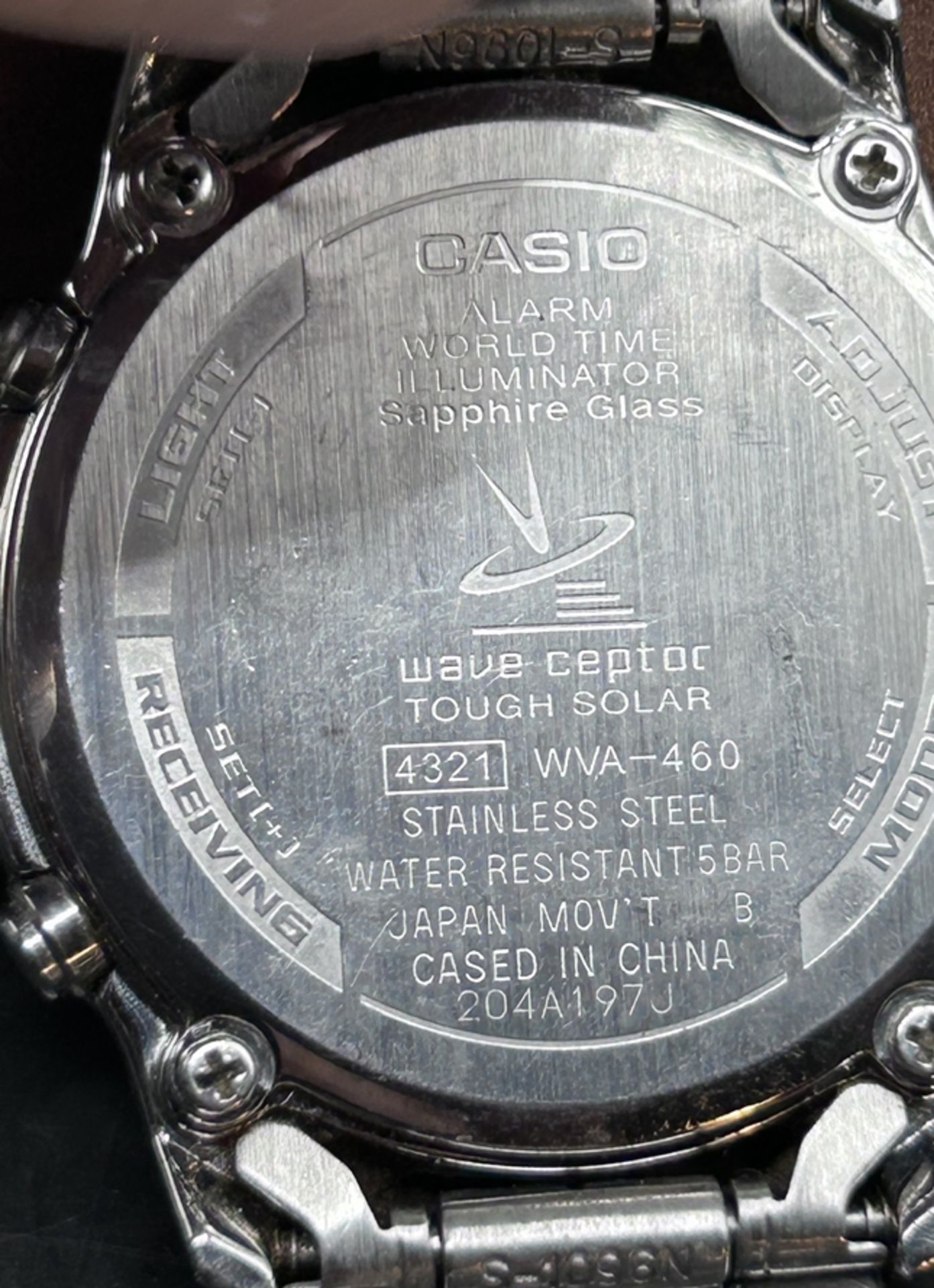 Casio Wave Ceptor Herrenarmbanduhr Solar und Funkuhr massives Edelstahlgehäuse, orig.  Band fehlt e - Bild 3 aus 4