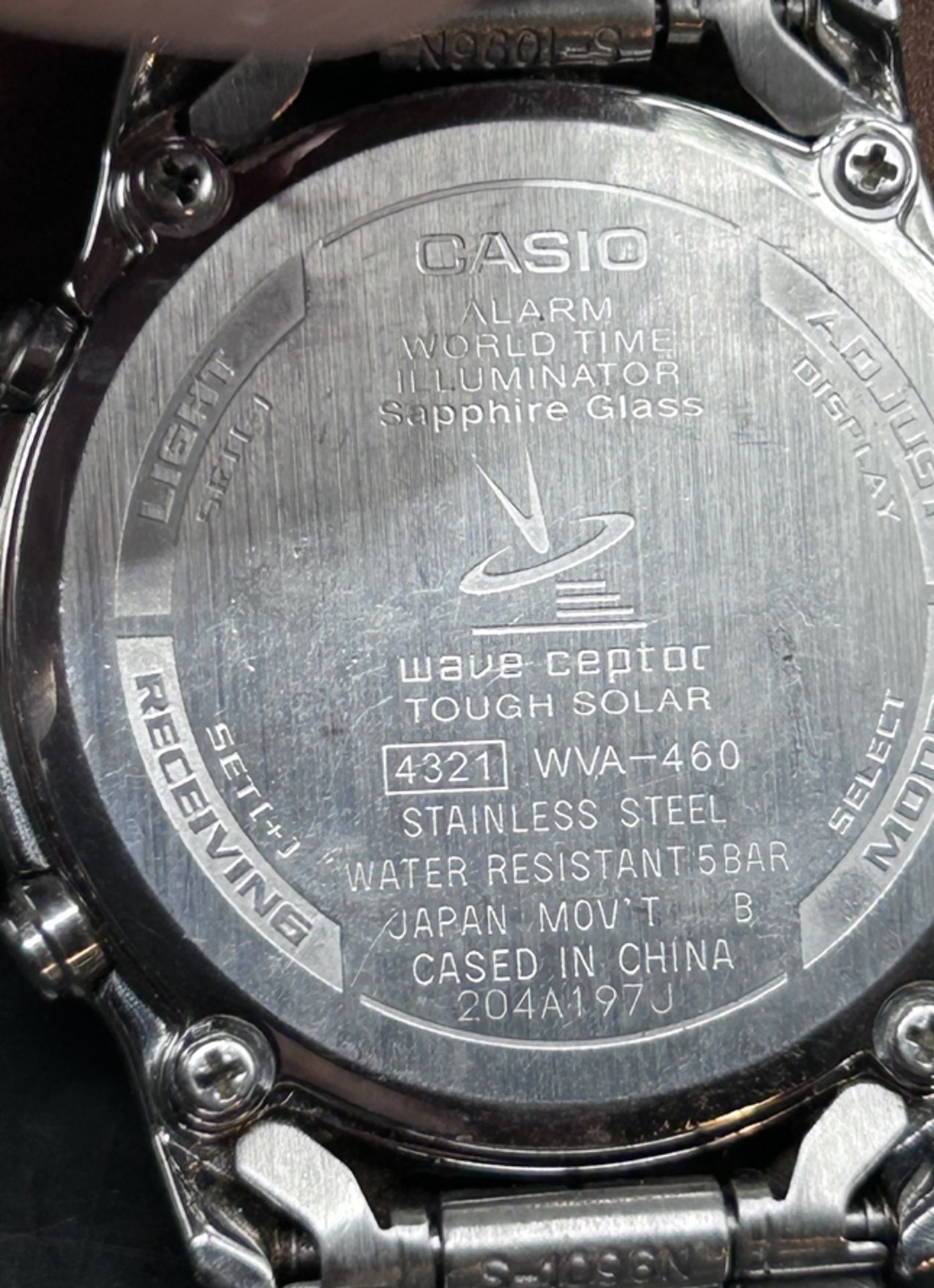 Casio Wave Ceptor Herrenarmbanduhr Solar und Funkuhr massives Edelstahlgehäuse, orig. Band fehlt e - Image 3 of 4