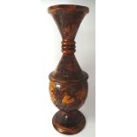 hohe intarsierte Holz-Vase, 2 tg. H-56 cm