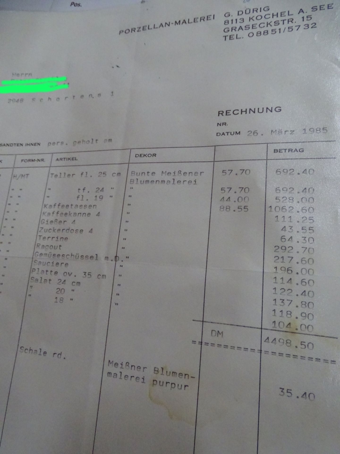 32 tg. Kaffee-Teeservice, Meissener Handmalerei von G. Dürig, auf Hutschenreuther Weissporzellan,Fo - Image 9 of 9