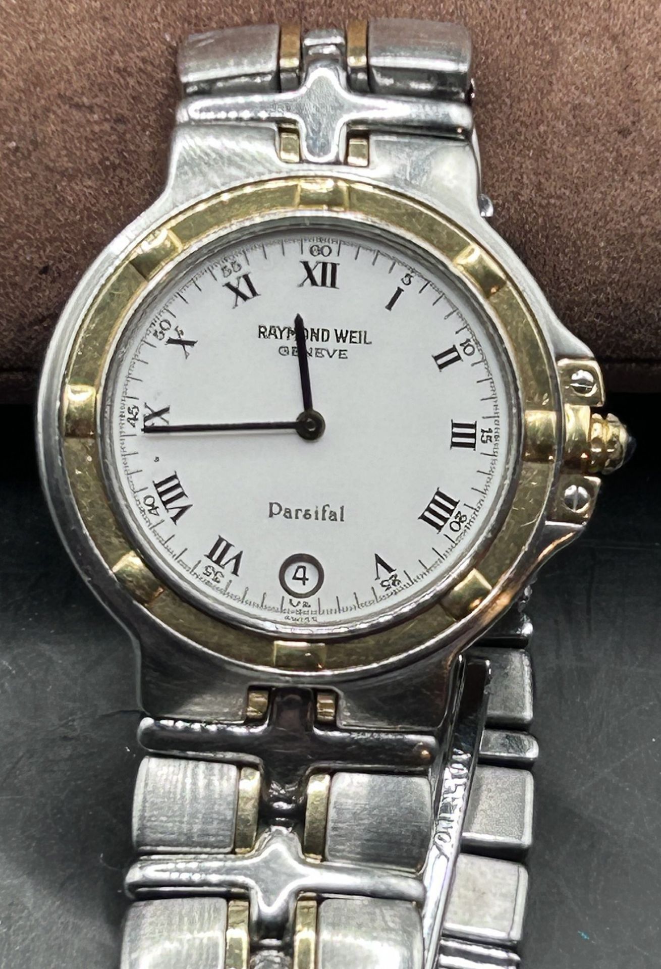 Raymond Weil Geneve Parsifal Damen Uhr 28 mm Stahl/Gold 18 kt., Ref. 9190 , Knopf mit Saphir, gut