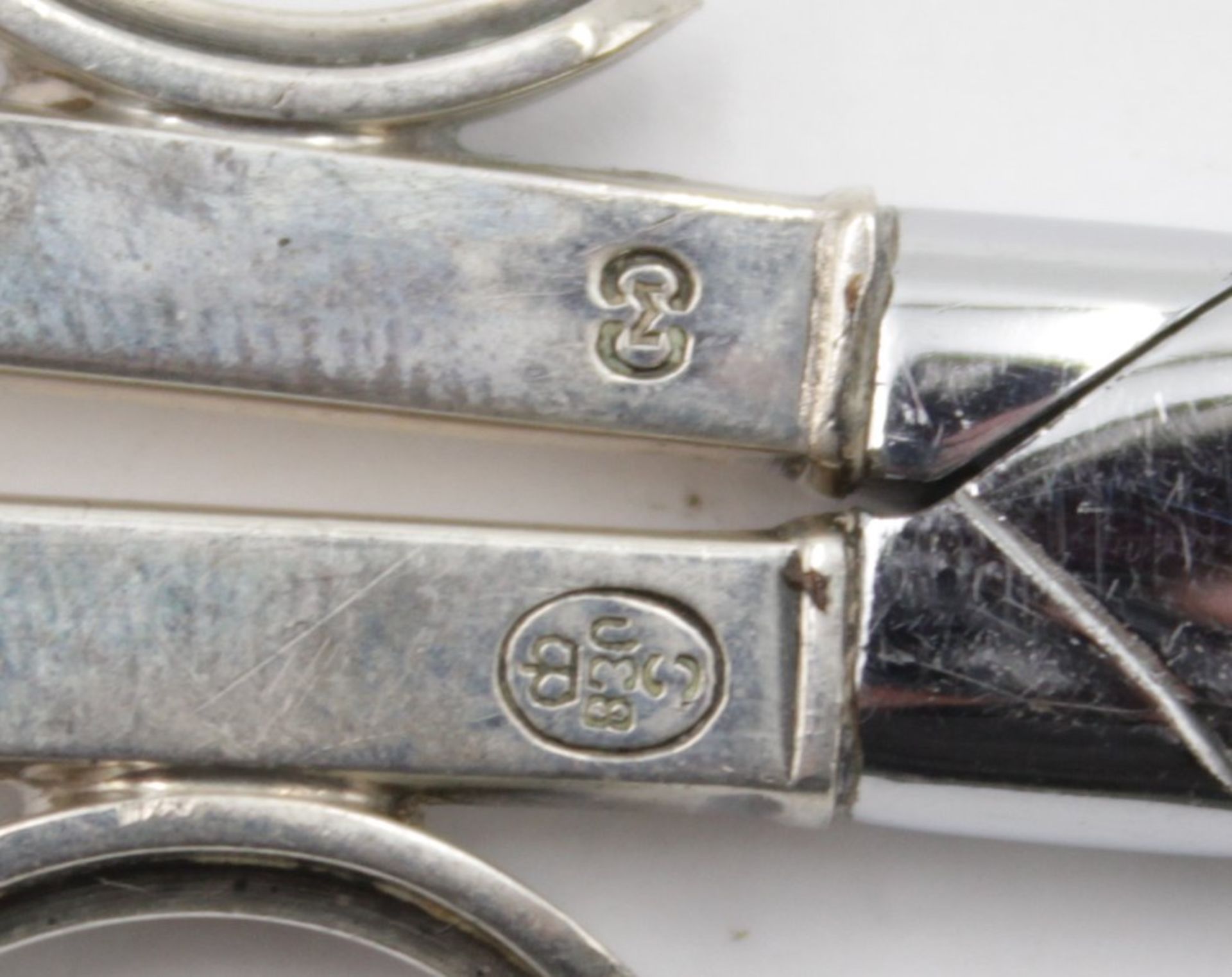 Traubenschere, 830er Silbergriffe, L-14cm, leichte Gebrauchsspuren - Bild 5 aus 6