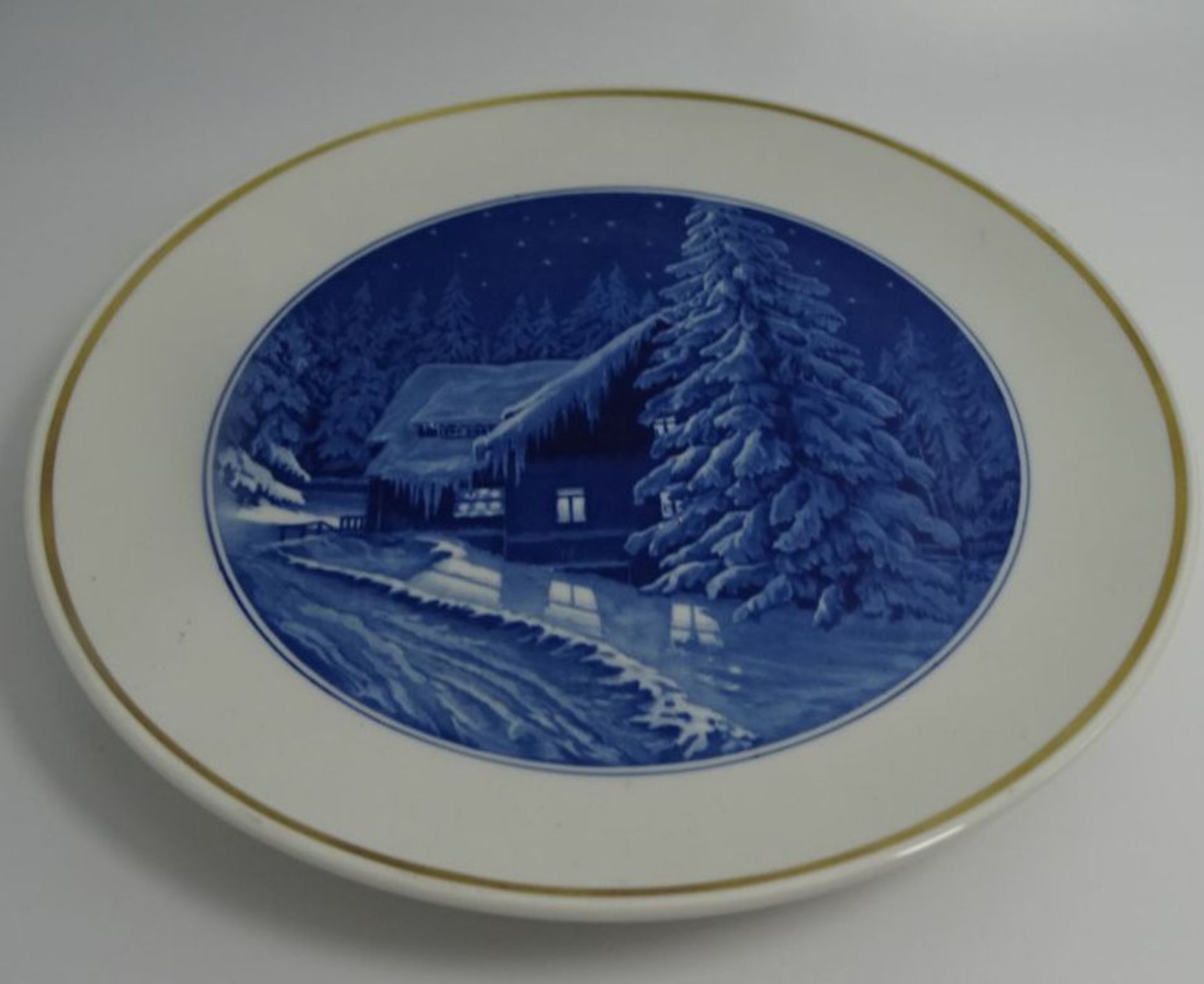 Wandteller "Meissen" Aquatinta-Malerei, Winterlandschaft, Schwerter durchschliffen, D-25,5 cm - Image 3 of 4