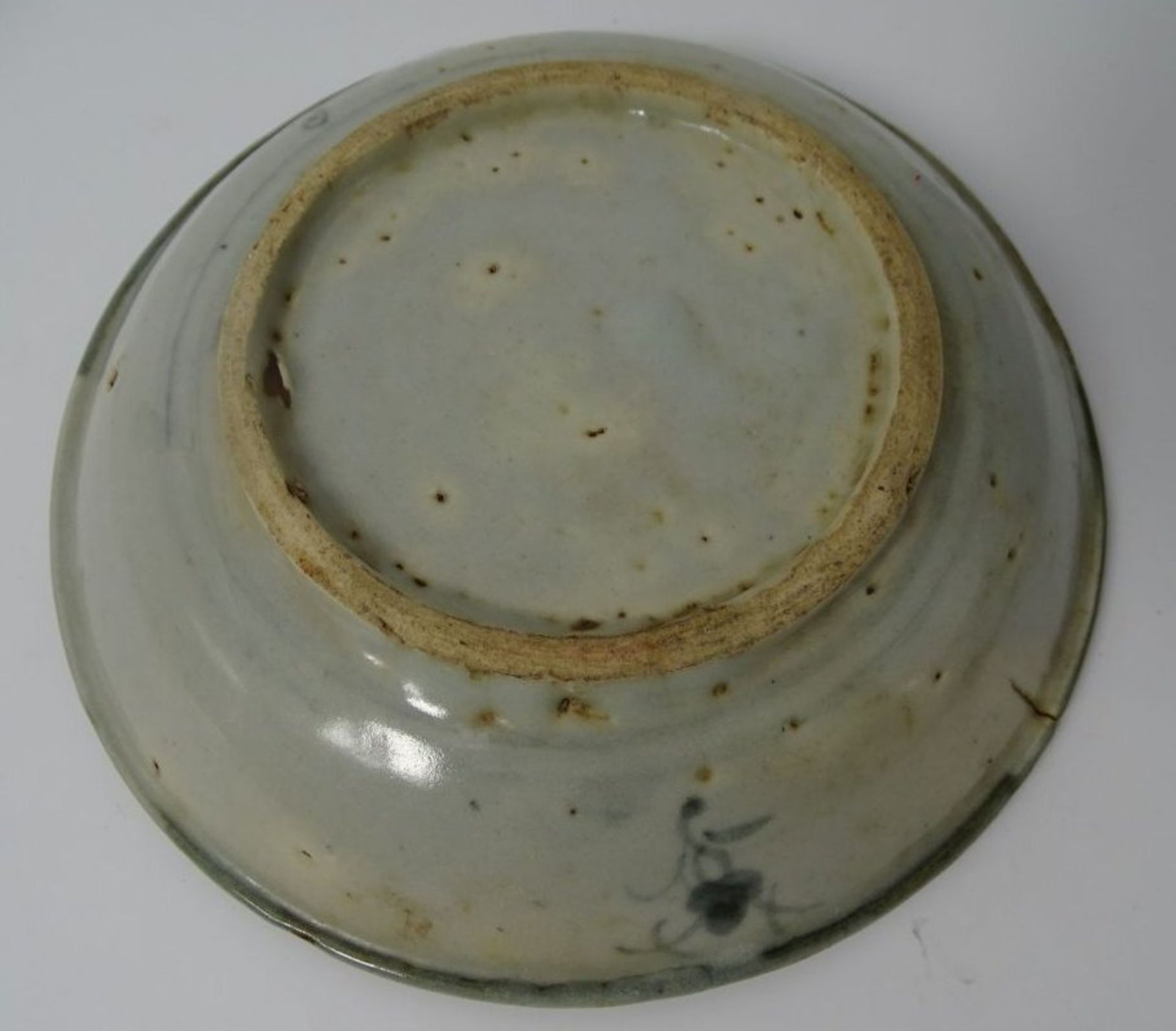 kl. antiker Teller, China, bemalt, D-14 cm, kurzer Altriss - Image 4 of 4