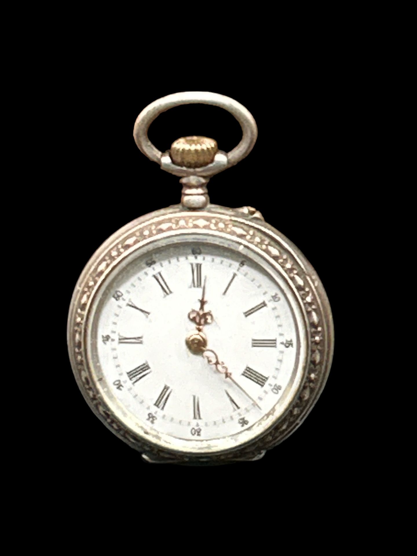 mechan Damen_Umhängeuhr in Silbergehäuse, Werk läuft, D-3 cm