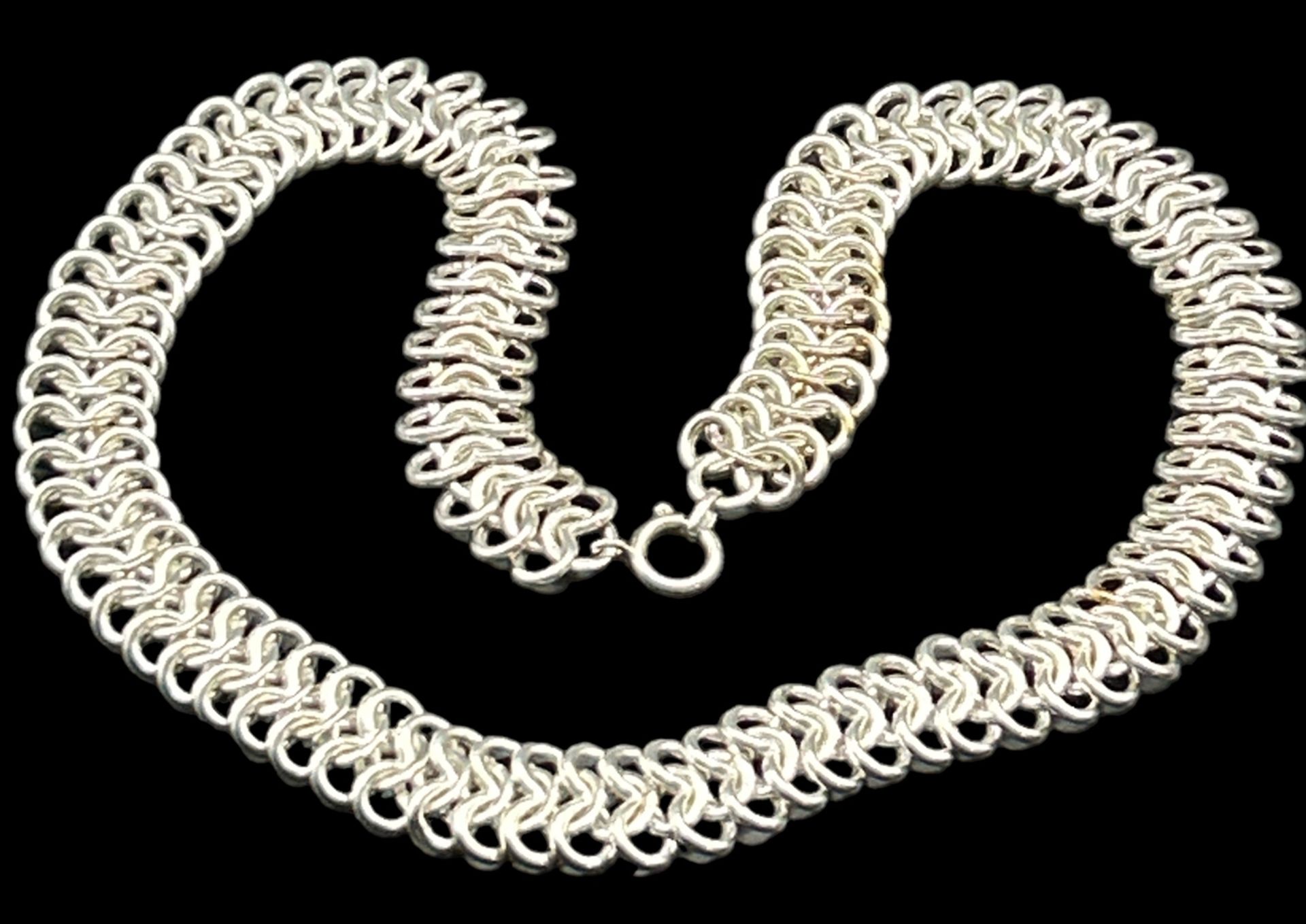 breite Silber-800- Halskette, L-ca. 42 cm, 34,8 gr. - Bild 2 aus 3