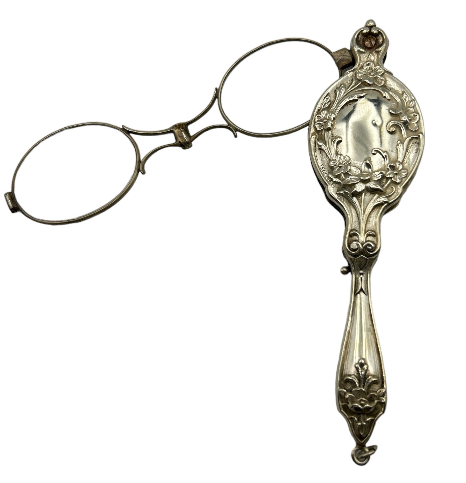 Silber-Lorgnon, Brille klappbar, L-12 cm, ca. 32,6 gr.