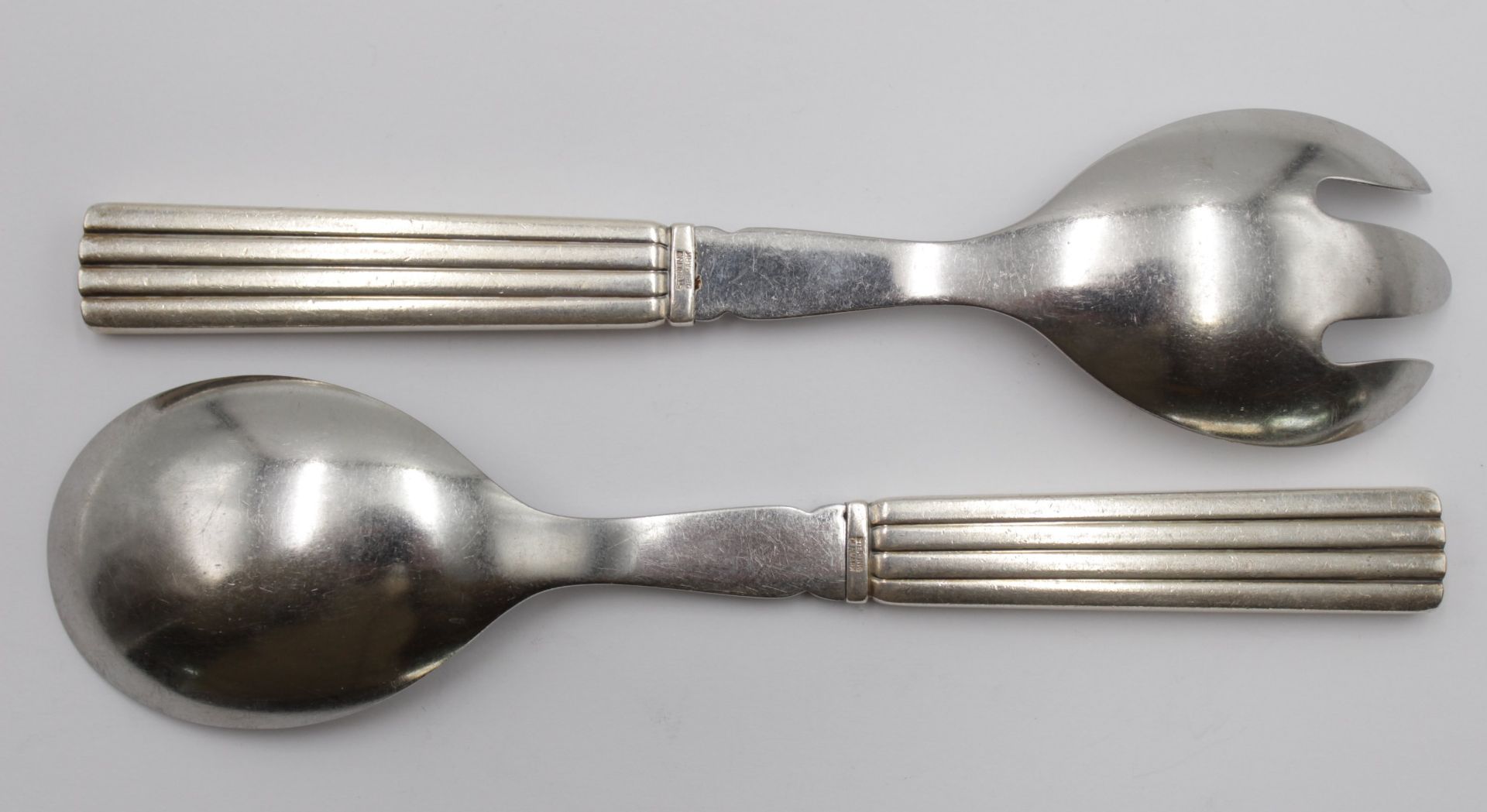 Salatbesteck, Georg Jensen, Bernadotte, Sterlinggriffe, ca. L-19cm. - Image 3 of 4