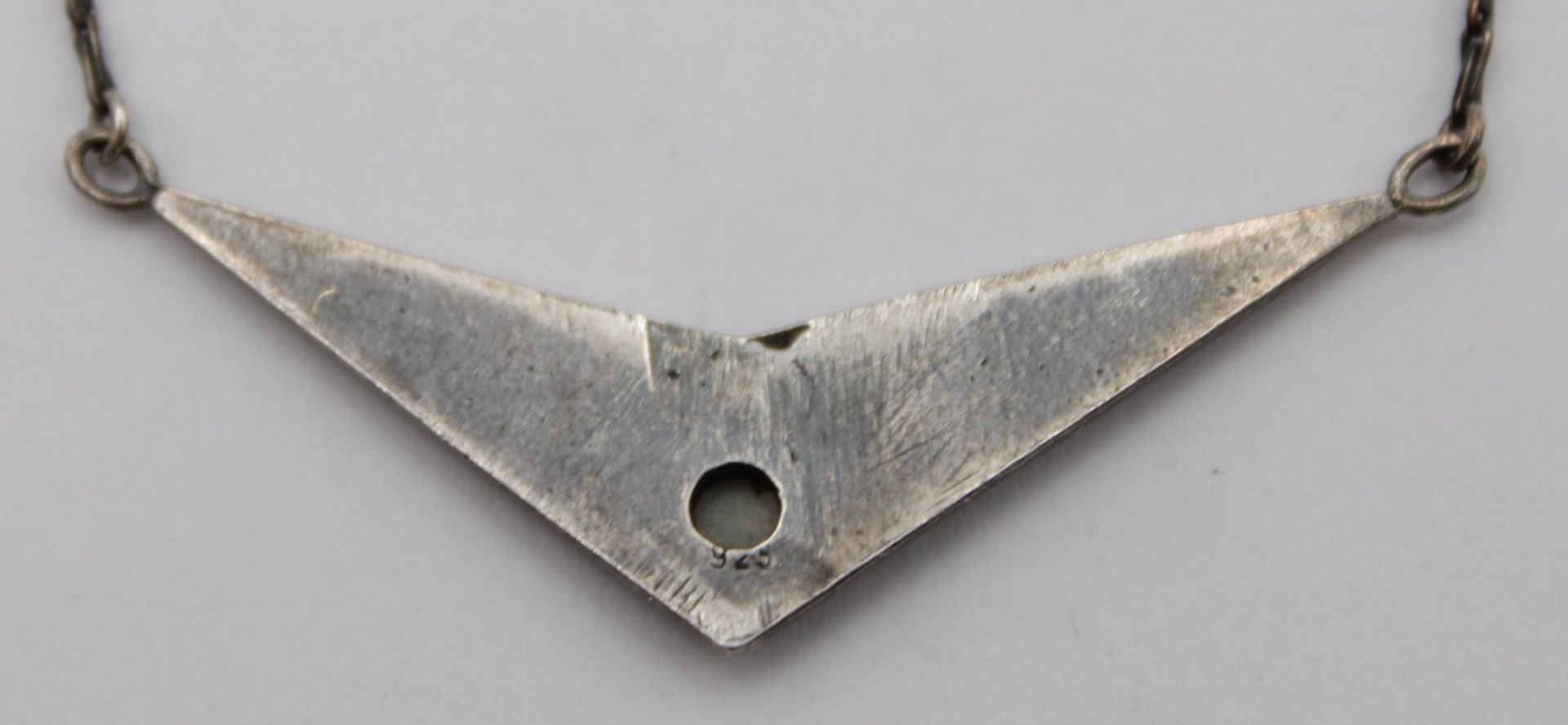 925er Silbercollier, Mondstein (gebrochen), 3,9gr. , L-41cm - Image 4 of 5