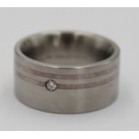 Edelstahl-Ring mit kl. Brillanten, Syros Steel, RG 54