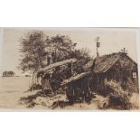 Otto KEITEL (1862-1902), zerfallene Hütte, Radierung, in Platte signiert, ungerahmt in Passepartout