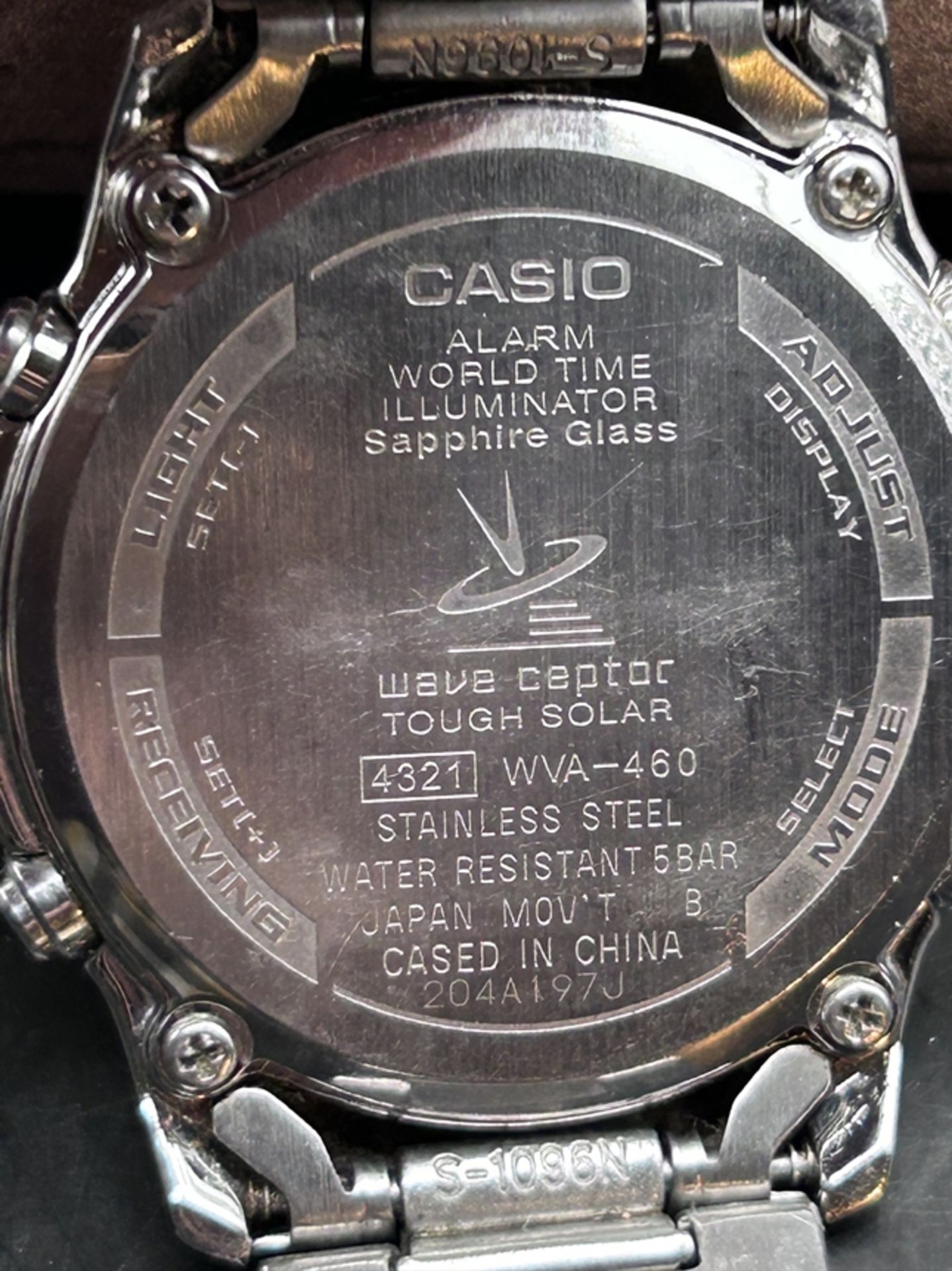 Casio Wave Ceptor Herrenarmbanduhr Solar und Funkuhr massives Edelstahlgehäuse, orig.  Band fehlt e - Bild 4 aus 4