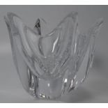 schwere Kristallschale "Orrefors-Sweden", Etikett und Ritzsignatur, H-13 cm, D-15 cm,