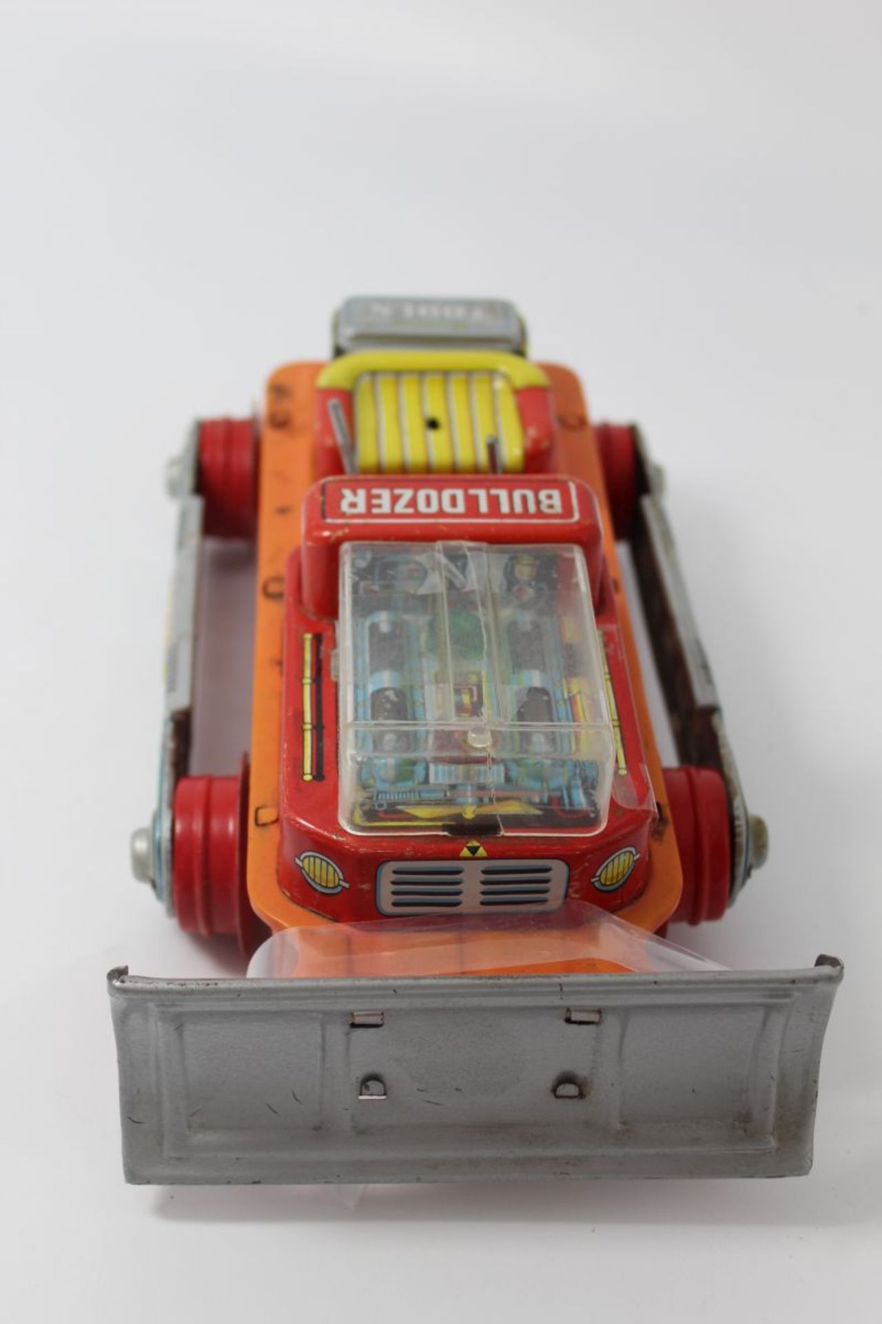 Bulldozer "T.N." (Toy Nomura, Japan) , Blech/Kunststoff, Gummi-Antribbänder fehlen, Batteriebetrieb - Bild 5 aus 6