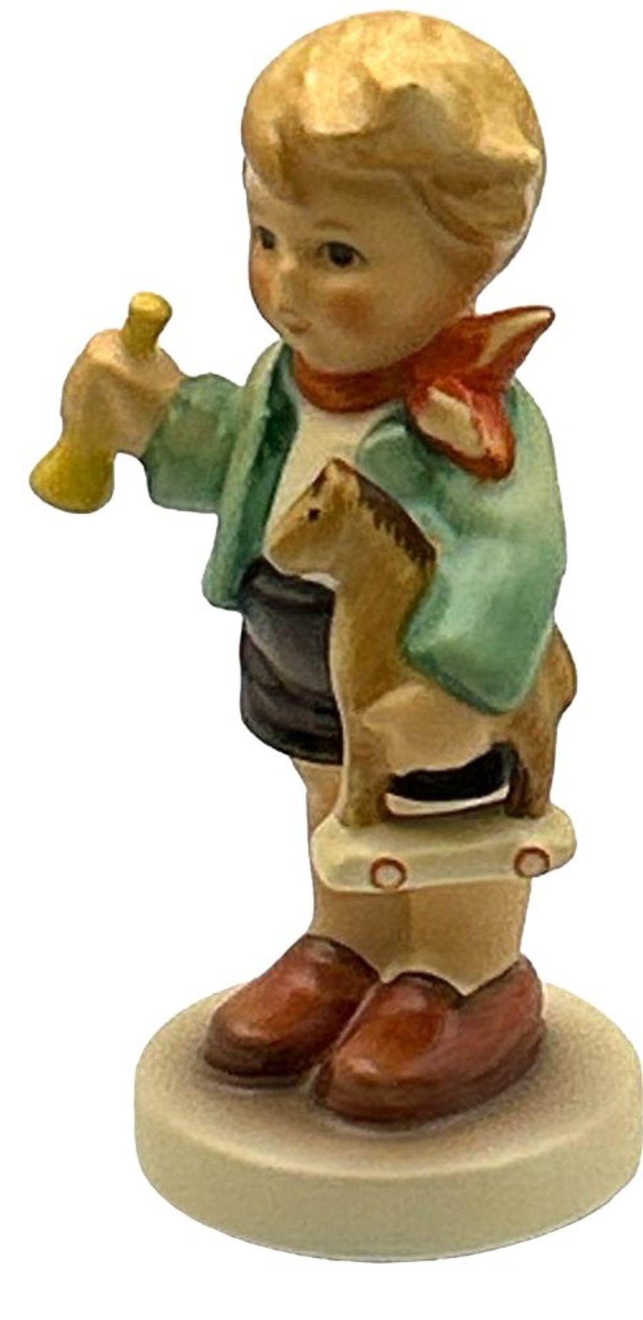 Junge mit Holzpferd "Goebel" in orig. Karton, H-8 cm - Bild 2 aus 2