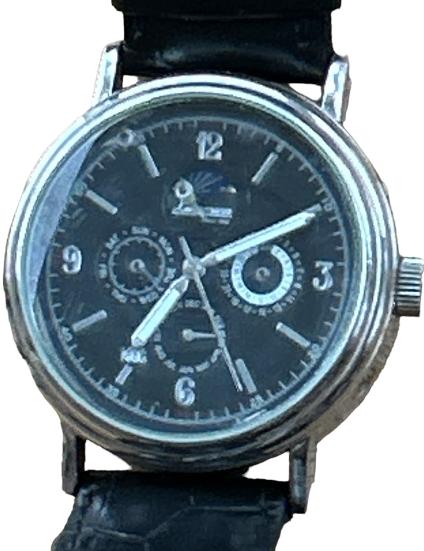 Langemann Automatic Chronometer, Lderband, Werk läuft, leichte Tragespuren