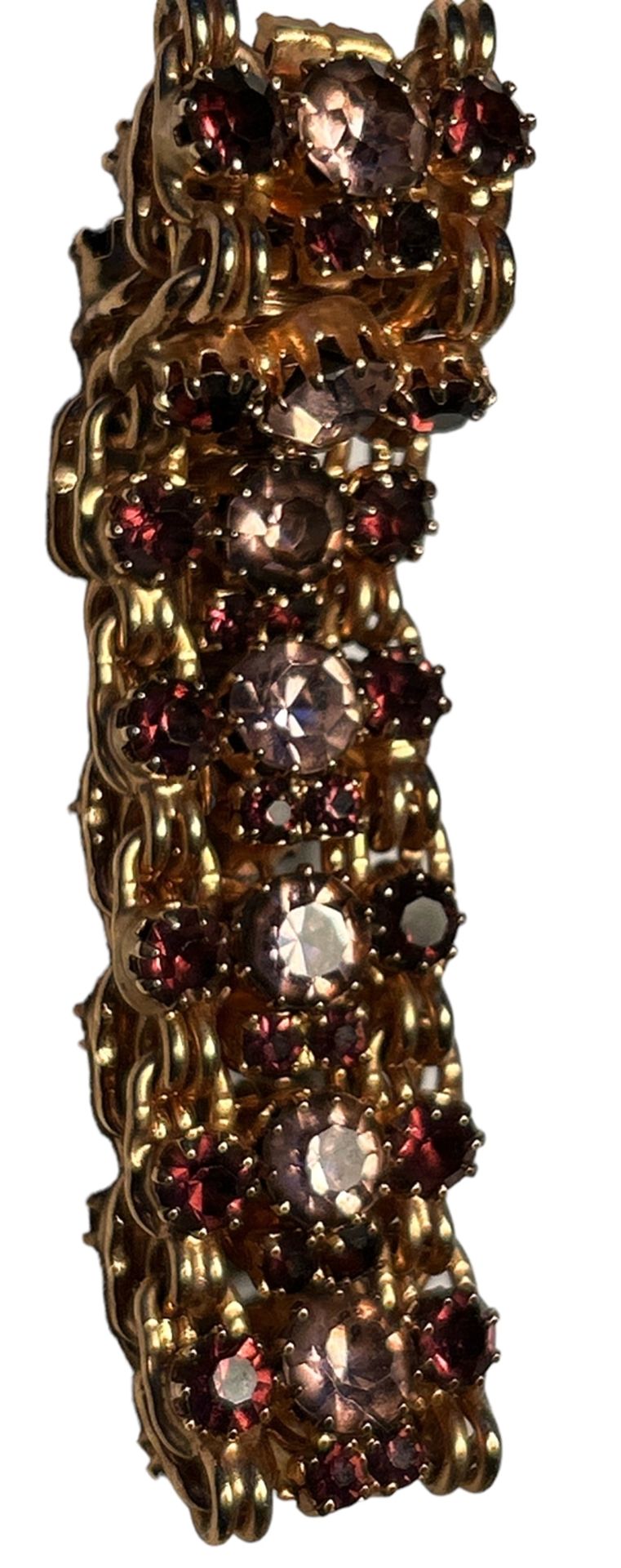Double Armband mit vielen klaren und roten Steinen, L18 cm, B-2 cm