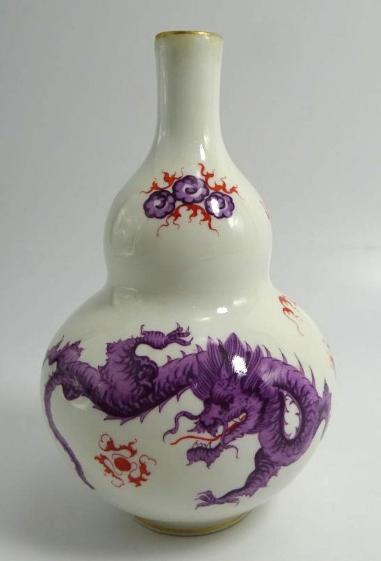 Kürbisvase "Meissen" lila Drachen, 1.Wahl, H-14 cm