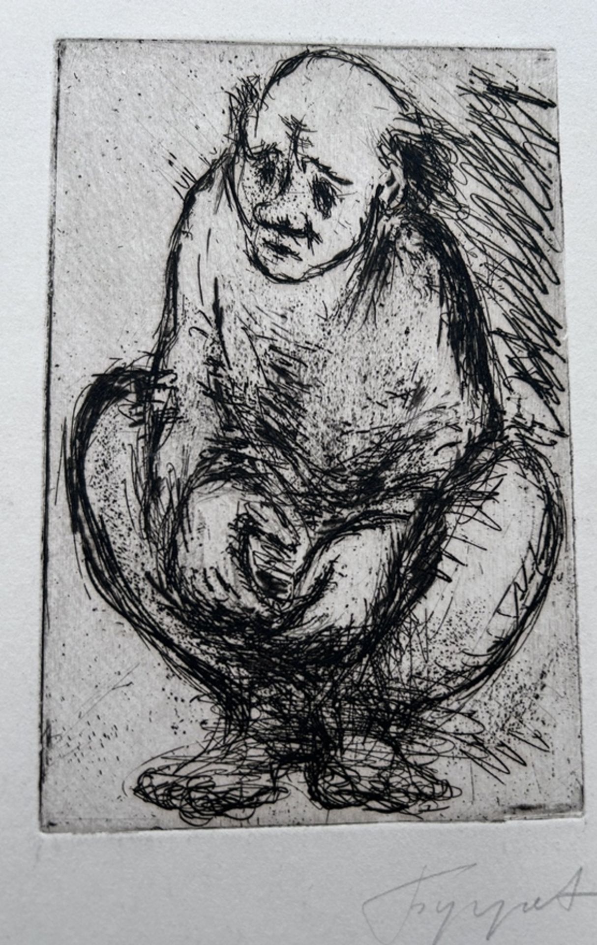 unleserl. signierte kRadierung mit Widmung des Künstlers, 1982, MG 15x10 cm, BG 34x23 cm